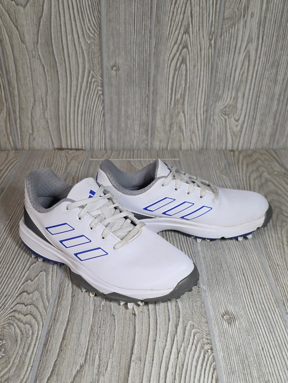 Adidas ZG23 Golf Shoes White and Blue Kids Size 1.5